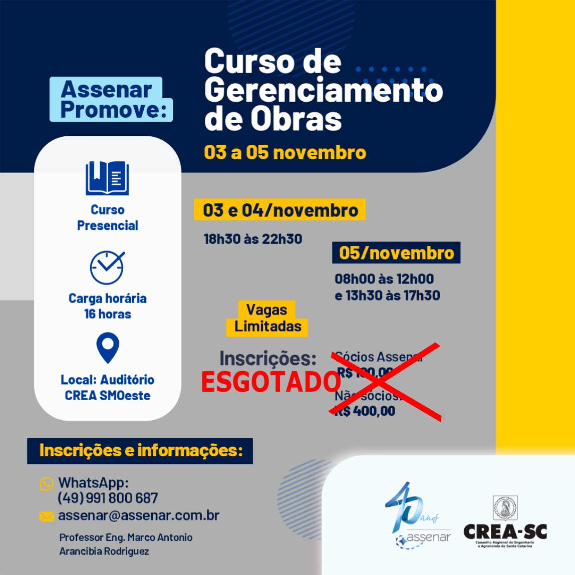 40 profissionais e acadêmicos participarão do Curso Gerenciamento de Obras